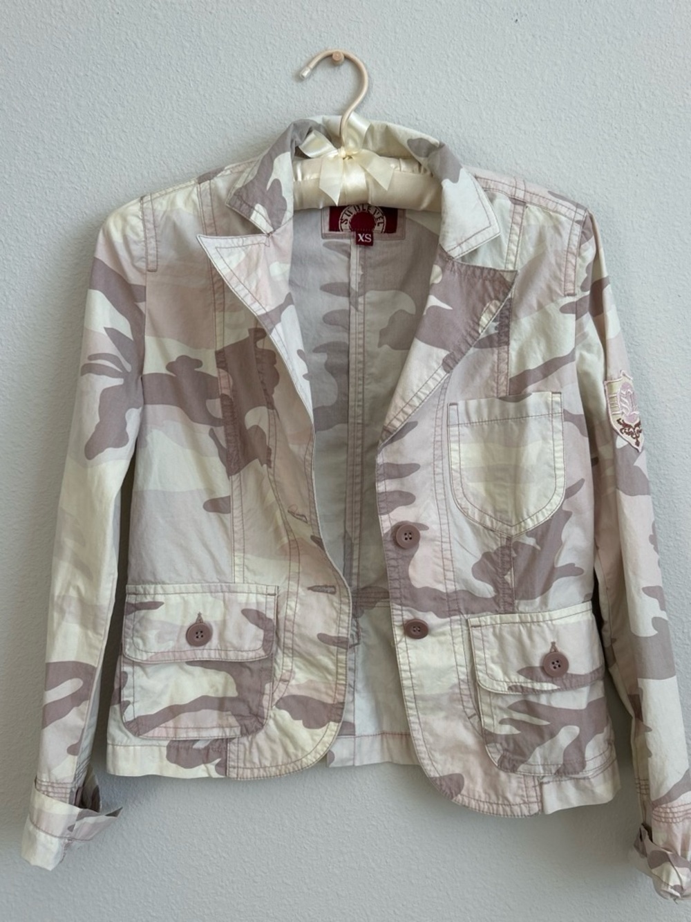Y2K Sublevel Light Brown Camo Utility Blazer Jacket Women's